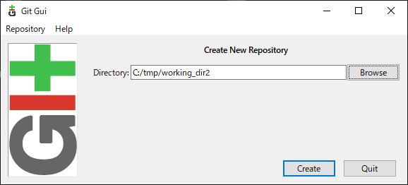 Git GUIのCreate New Repository画面